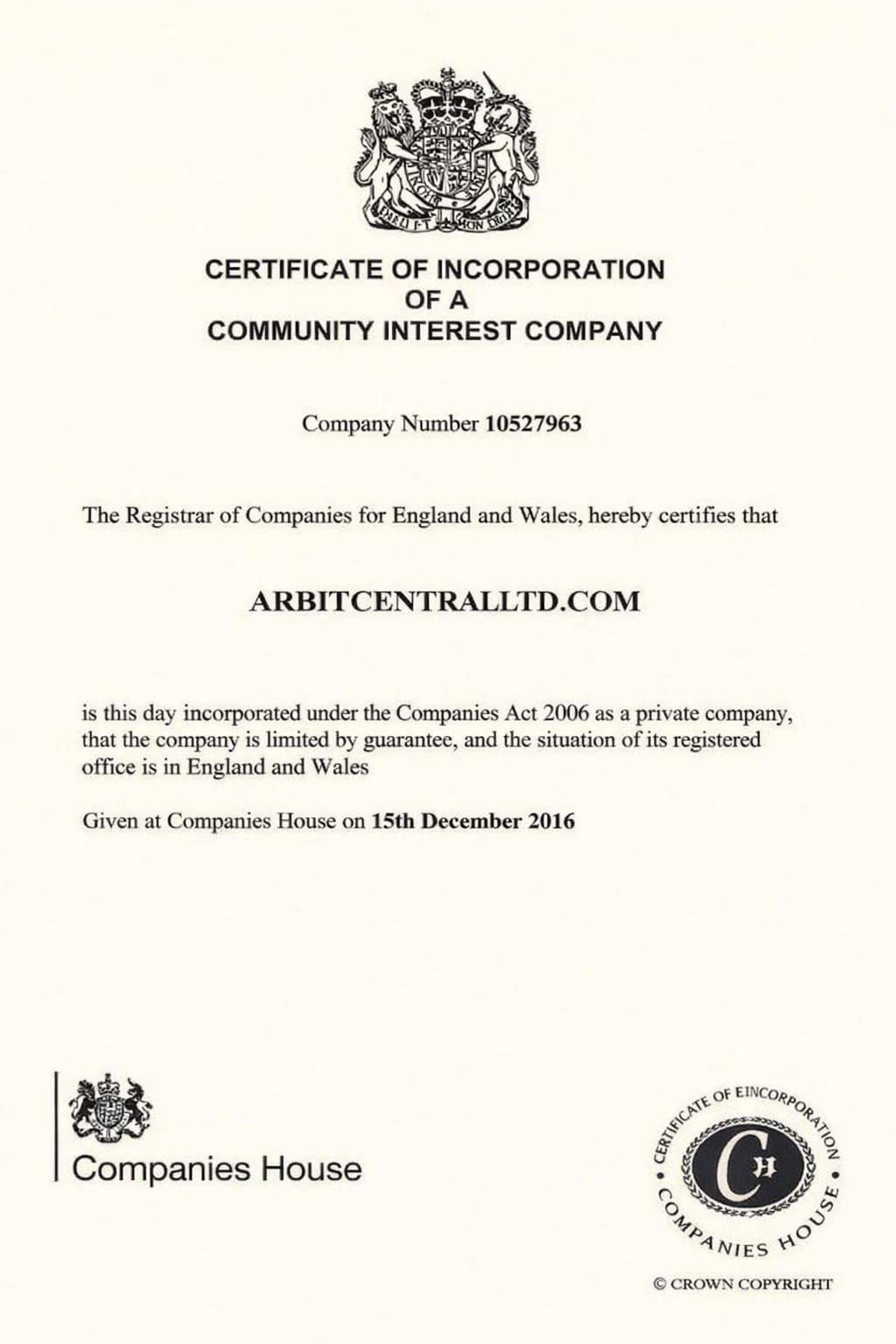 Company Certificate